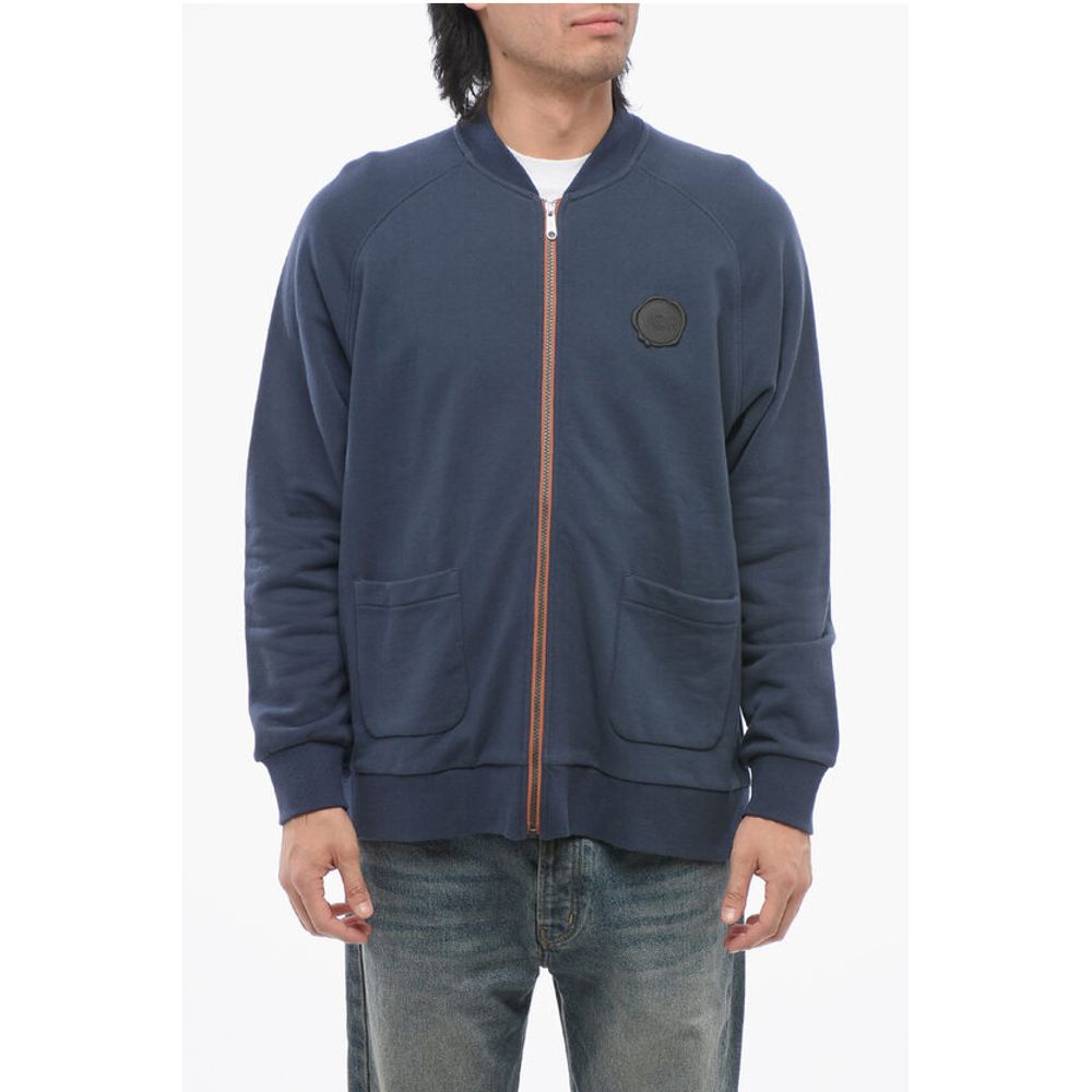 Brushed Cotton Zip-up Sweatshirt with Patch Pockets