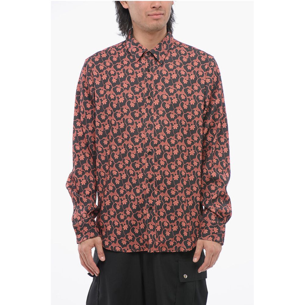 Spread Collar Floral Patterned Shirt
