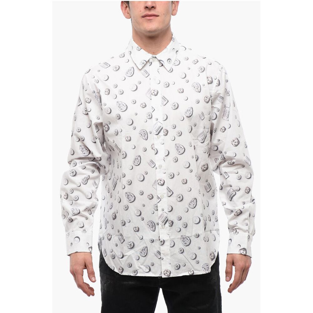 Spread Collar PEARL & JEWELLERY Cotton Shirt