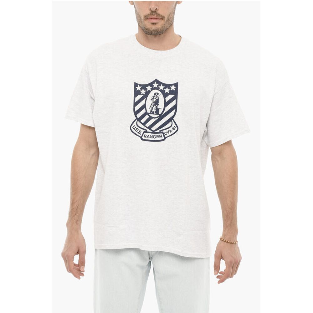 Solid Color RANGER Crew-neck T-Shirt with Contrasting Print