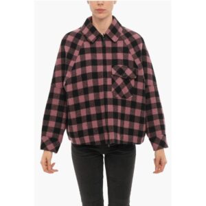 Two-Tone Buffalo Checked Jacket with Zip Closure and Breast