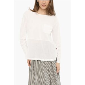 Crew-Neck T-shirt with Breast Pocket with Side Split