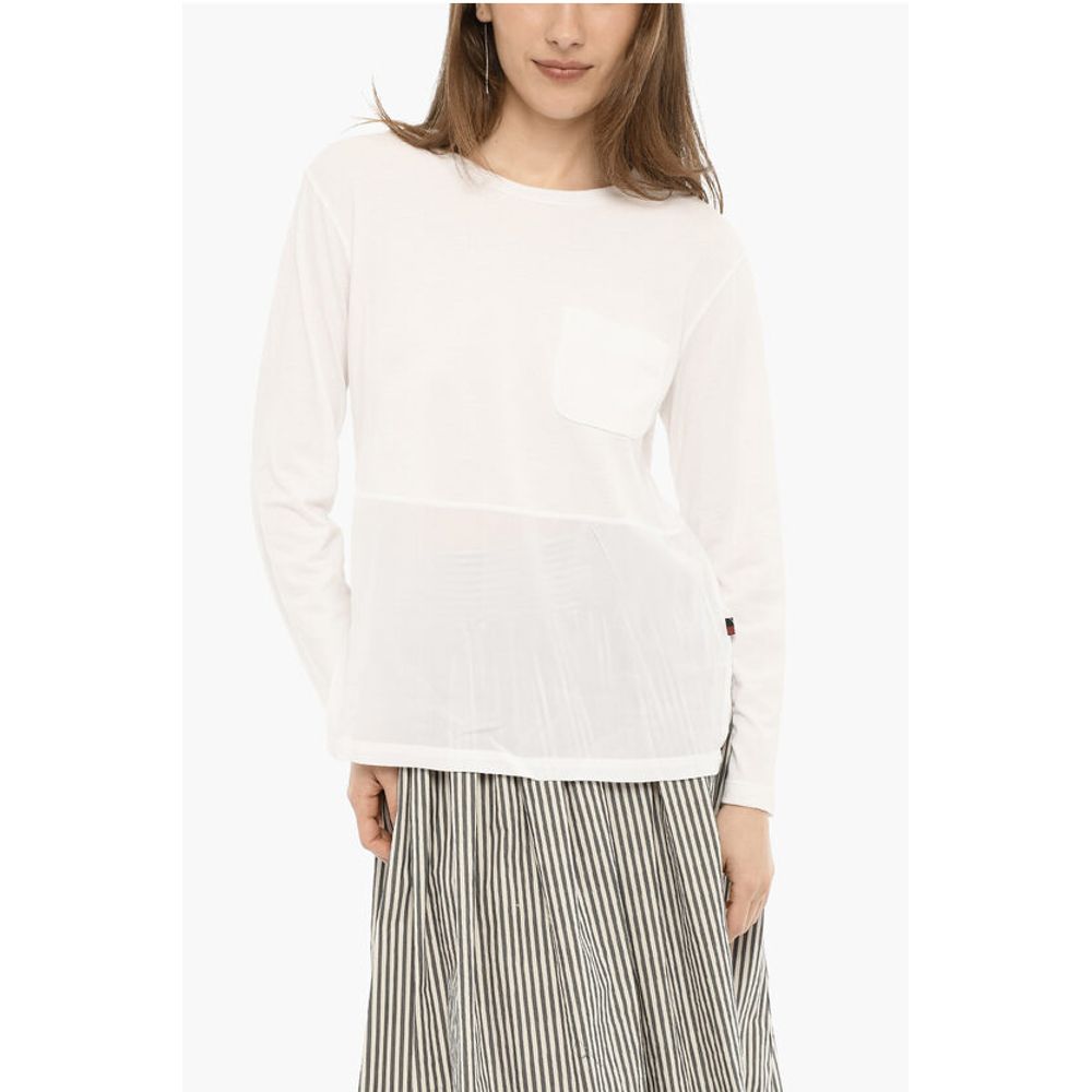 Crew-Neck T-shirt with Breast Pocket with Side Split