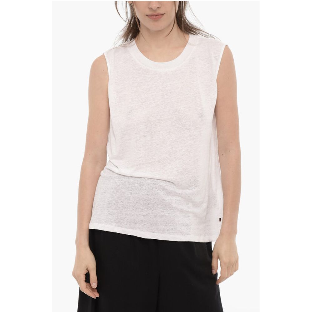 Crew-Neck Double Fabric Tank Top