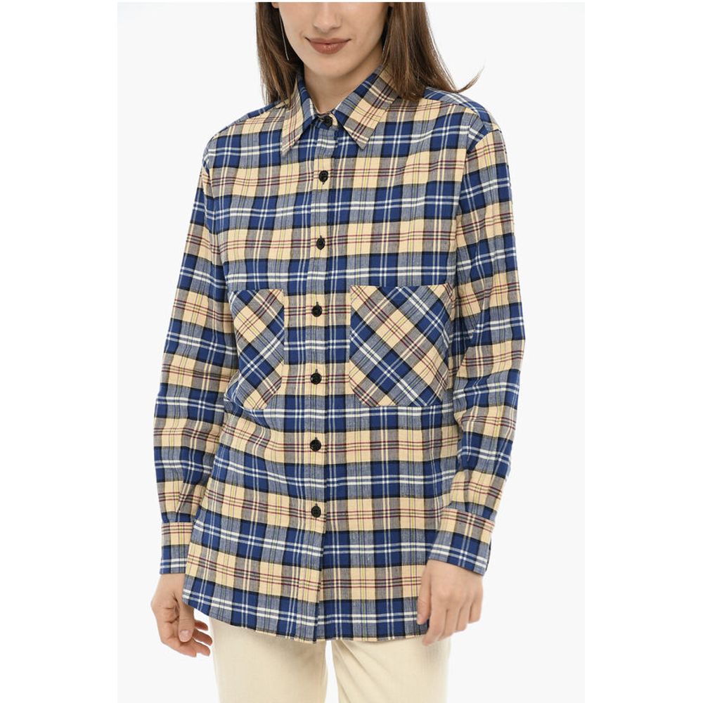 Double Breast Pockets Tartan Check Shirt