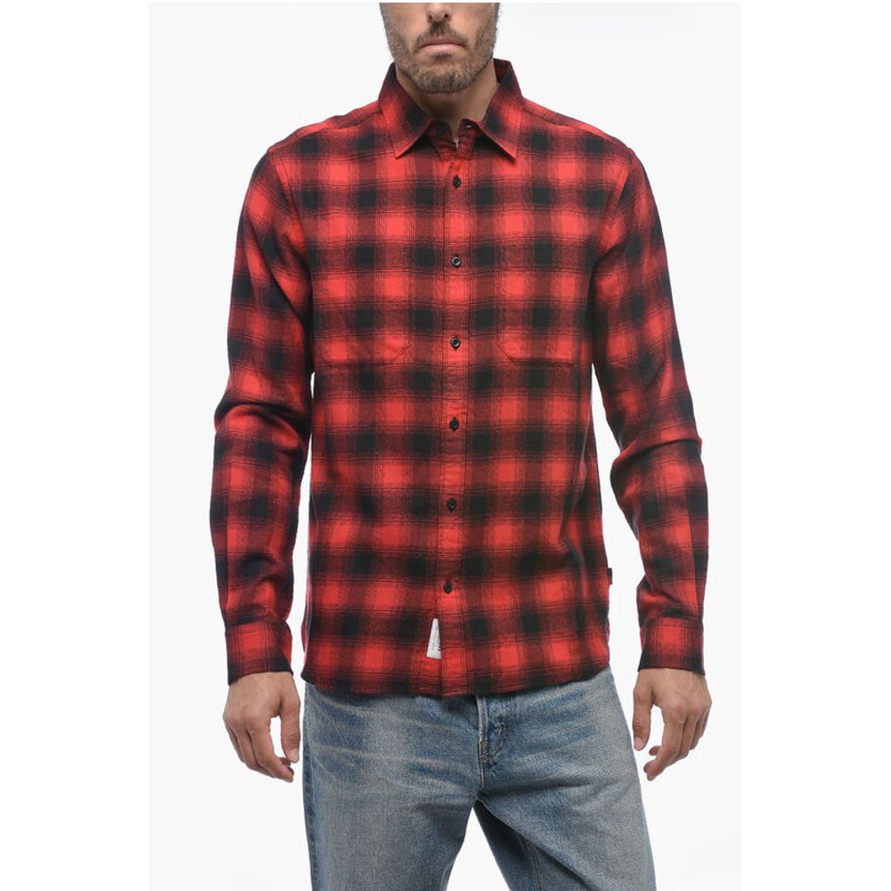 Checked Cotton Flannel Shirt with Double Breast Pocket