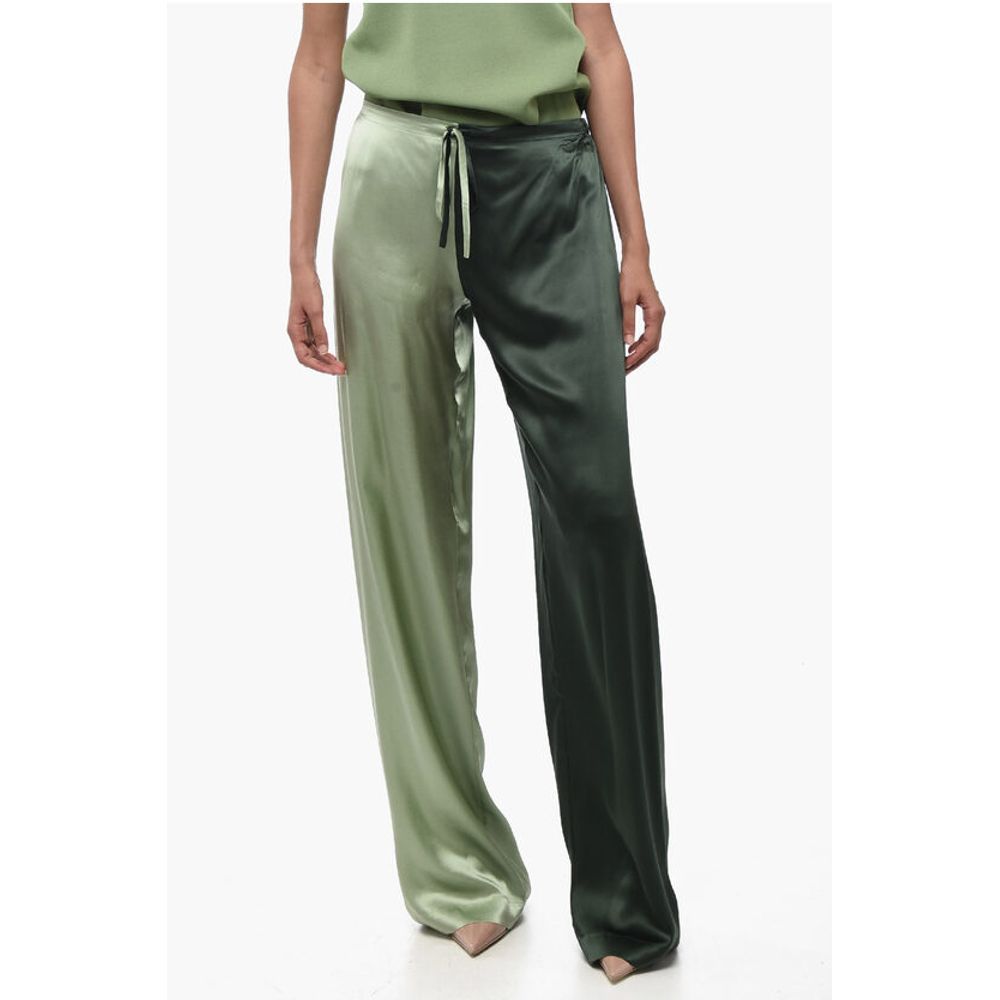 Two Tone Silk Palazzo Pants with Drawstring