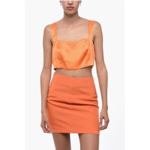 Side Zipped Silk Crop Top