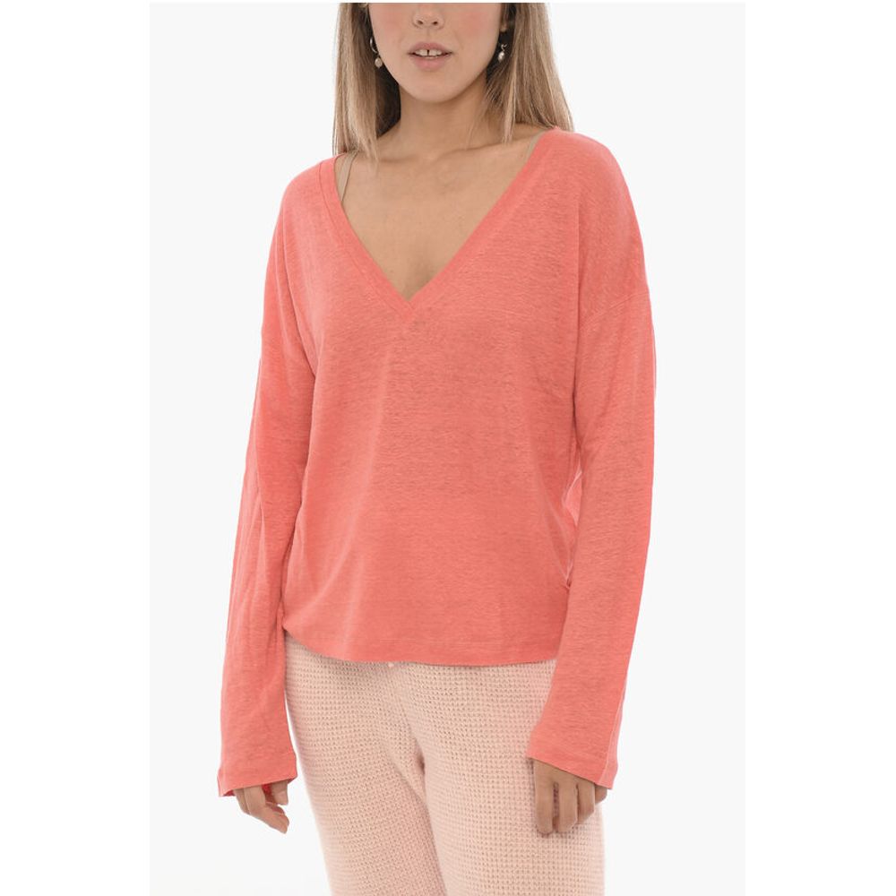 V-Neck Linen Sweater