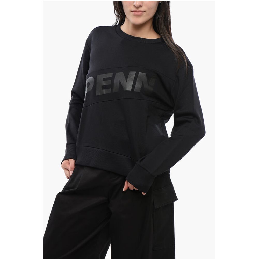 PENN-RICH Crew Neck Cotton Blend Sweatshirt with Printed Log