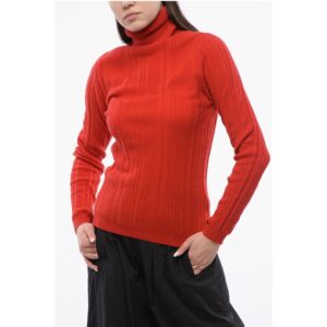 Ribbed Cashmere Blend Sweater with Turtleneck