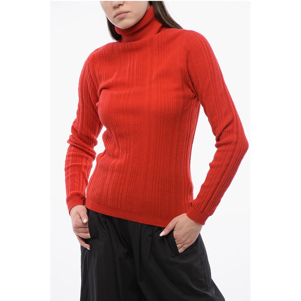 Ribbed Cashmere Blend Sweater with Turtleneck