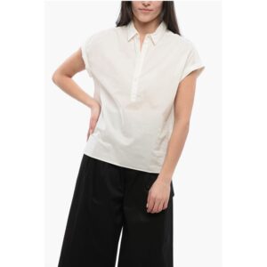Sleeveless Cotton Blouse With Polo Neckline