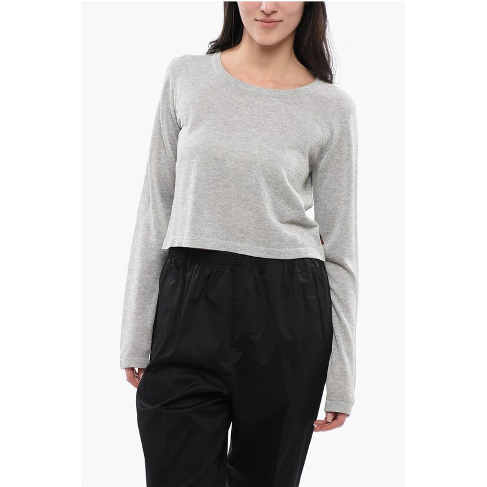 Crew Neck Viscose Blend Crop Sweater