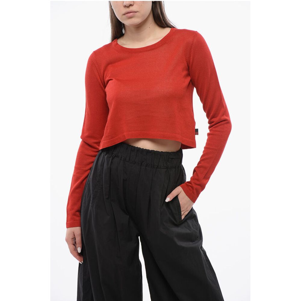 Crew Neck Viscose Blend Crop Sweater