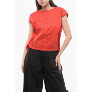Popeline Sleeveless Shirt with Drawstringed Hem