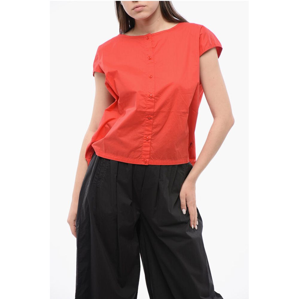 Popeline Sleeveless Shirt with Drawstringed Hem