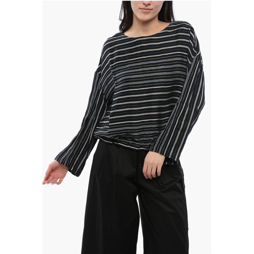 Balanced Stripe VARSITY Linen Blend Blouse