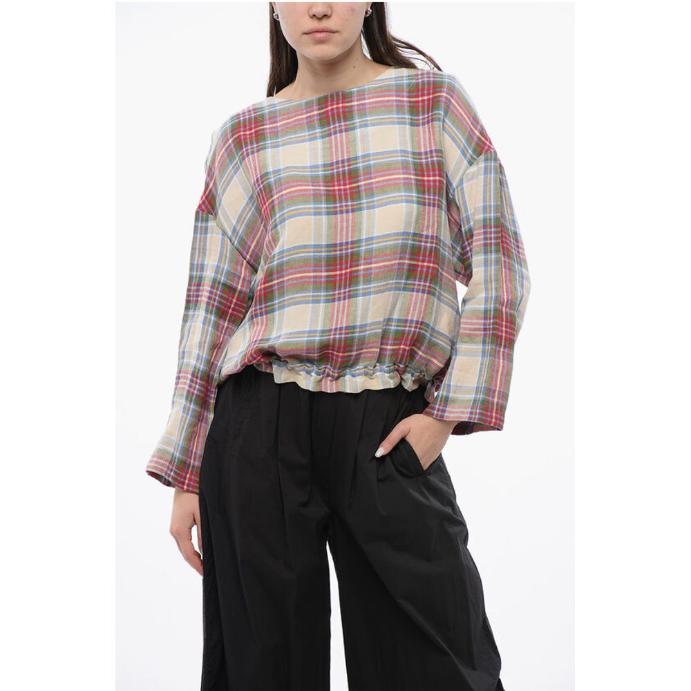 Checked Linen Blend SUMMER VARSITY Blouse