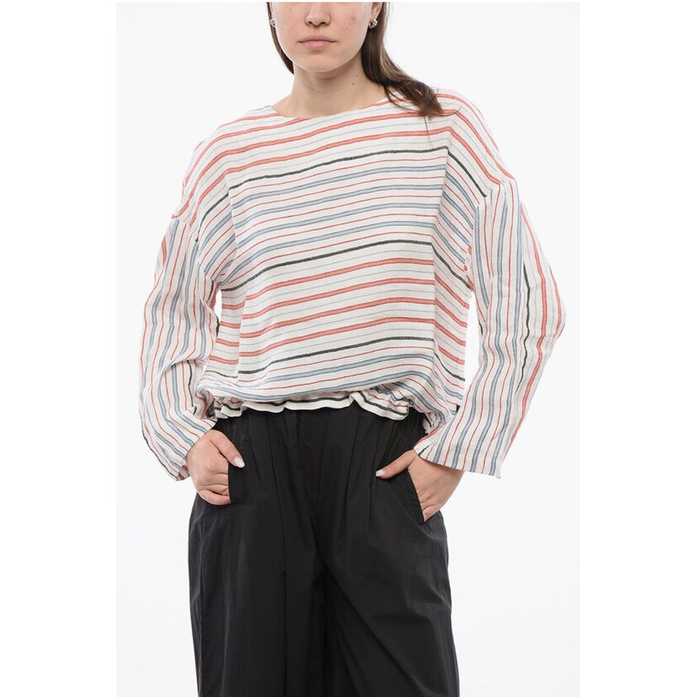 Balanced Stripe VARSITY Linen Blend Blouse