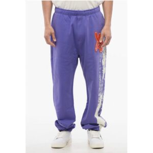 Brushed Cotton Sweatpants with Logo Patch