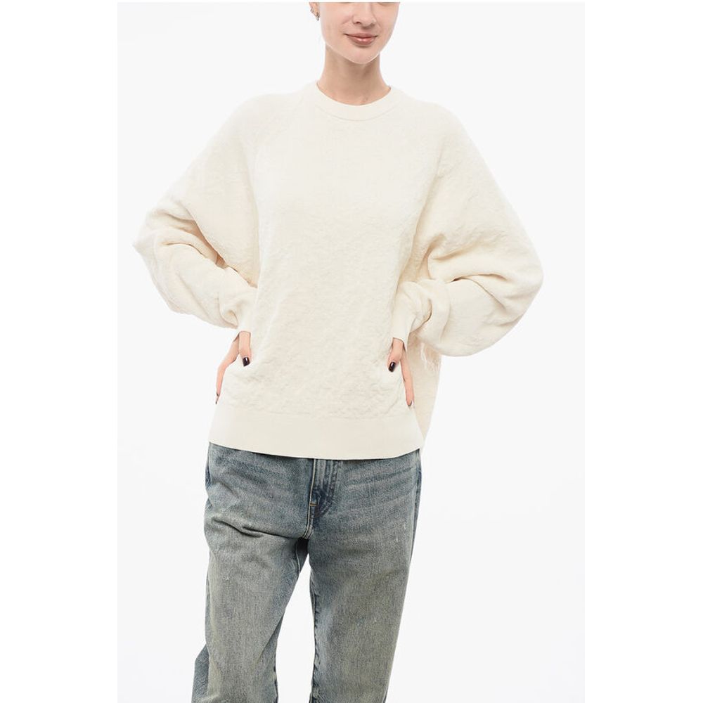 Stretch Cotton Oversized Sweater with Crew Neck