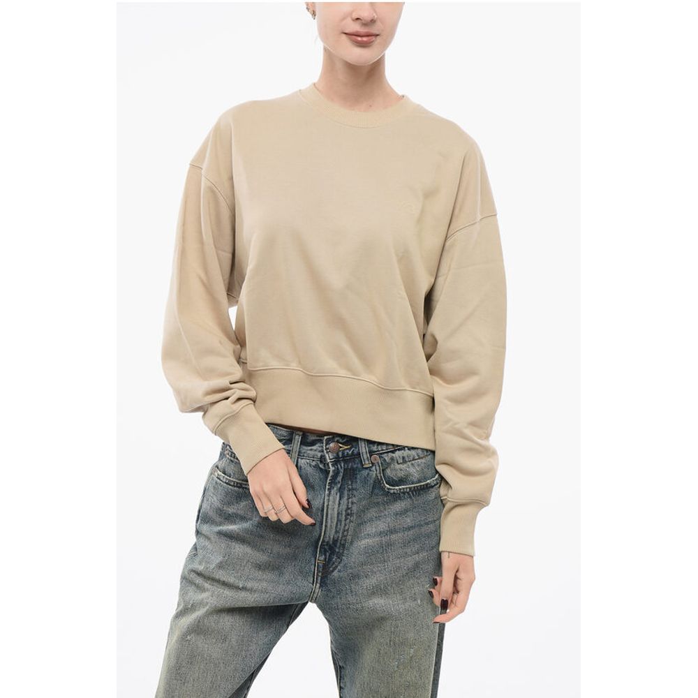 Monochrome Cotton Sweatshirt with Crew Neck