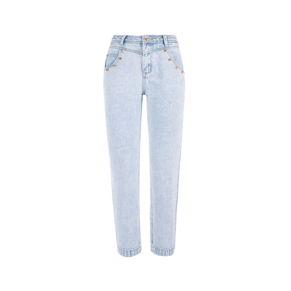 Blue Cotton Women's High-Waisted Jean