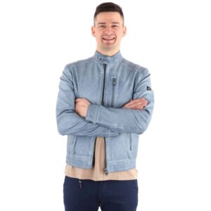 Light Blue Polyethylene Men Jacket