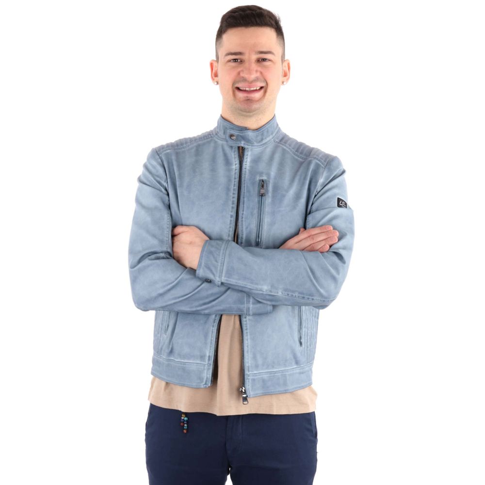 Light Blue Polyethylene Men Jacket