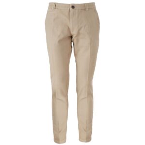 Beige Cotton Men Trousers