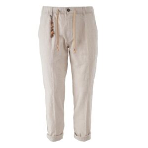 Beige Linen Men Trouser