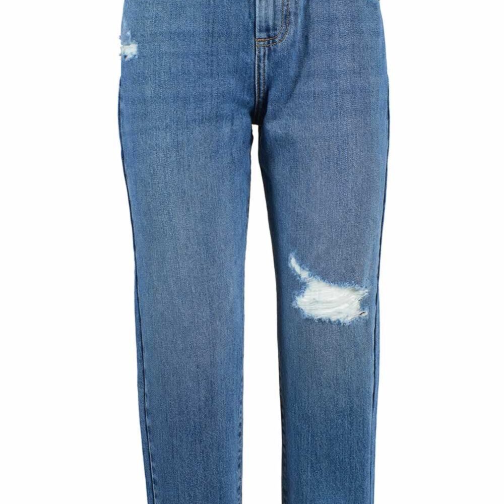 Blue Cotton Women's High-Waisted Jean