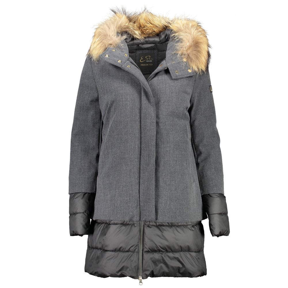 Gray Polyester Jackets & Coat