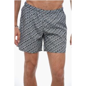 Allover Logo Print Boxer Swimsuit